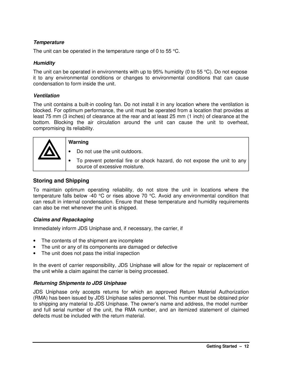 HP SB manual Storing and Shipping 