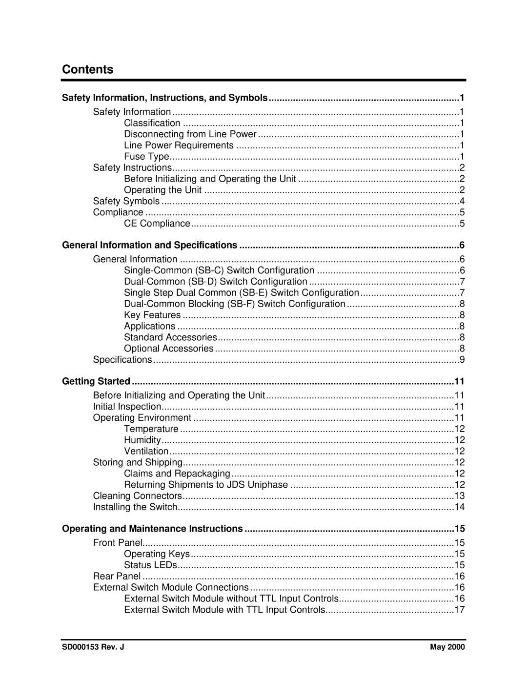 HP SB manual Contents 