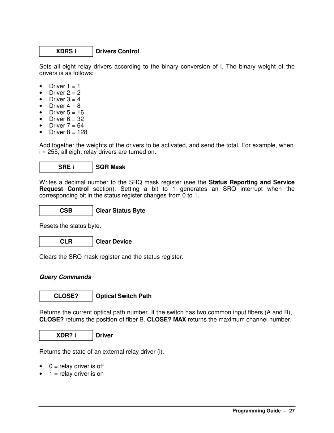 HP SB manual Query Commands 