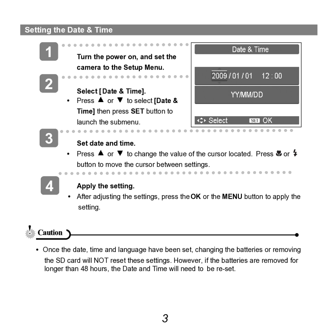 HP SB360 manual Setting the Date & Time 