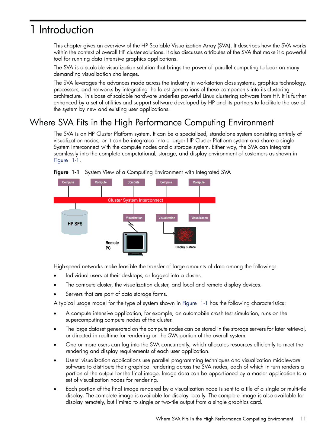 HP Scalable Visualization Array (SVA) Software Introduction, Where SVA Fits in the High Performance Computing Environment 