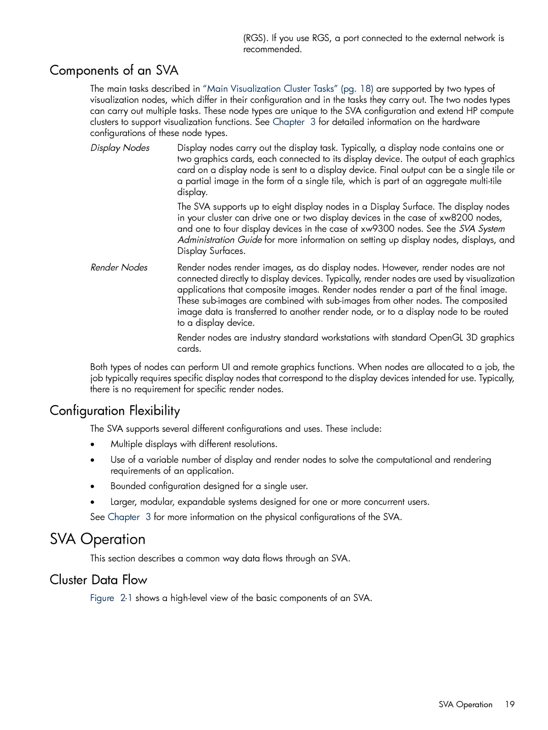 HP Scalable Visualization Array (SVA) Software manual SVA Operation, Components of an SVA, Configuration Flexibility 