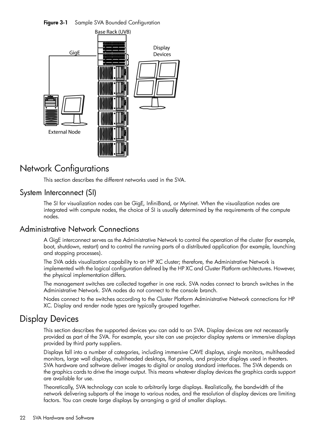 HP Scalable Visualization Array (SVA) Software manual Network Configurations, Display Devices, System Interconnect SI 