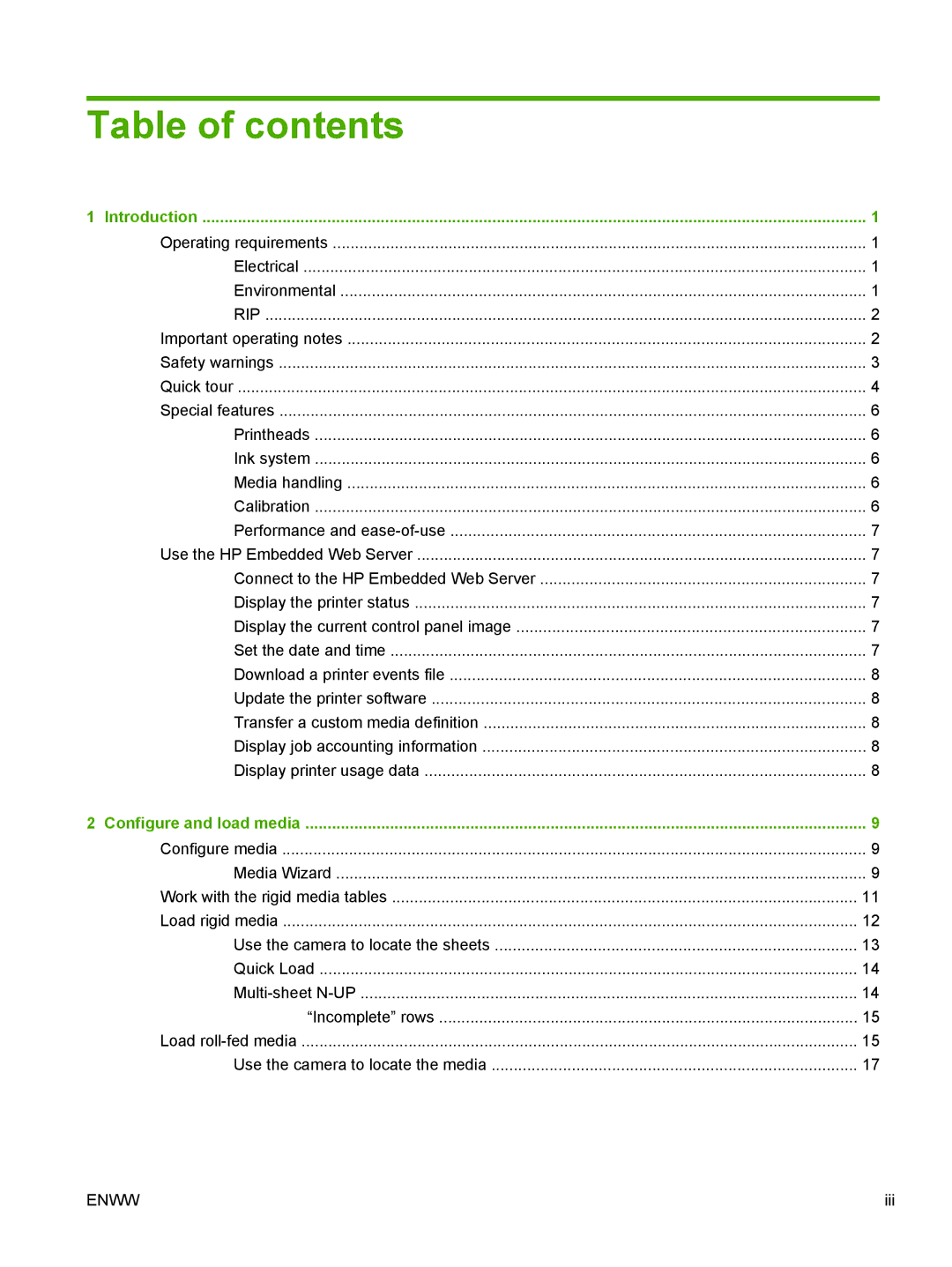 HP Scitex FB700 Industrial manual Table of contents 