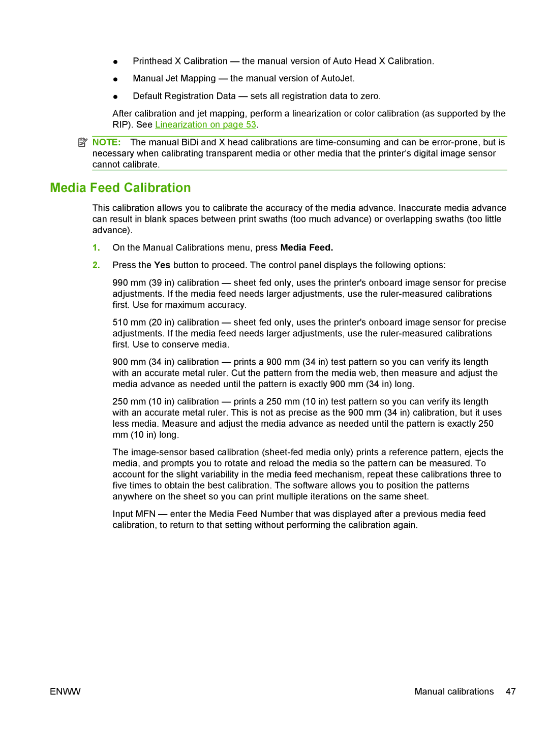 HP Scitex FB700 Industrial manual Media Feed Calibration 