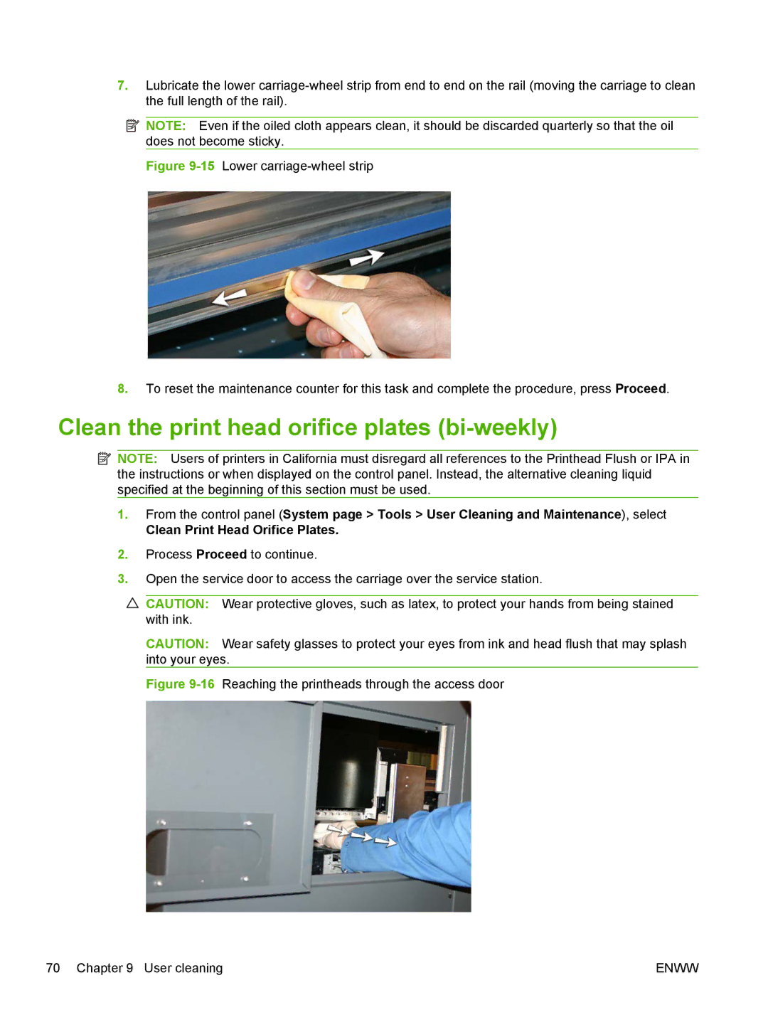 HP Scitex FB700 Industrial manual Clean the print head orifice plates bi-weekly 