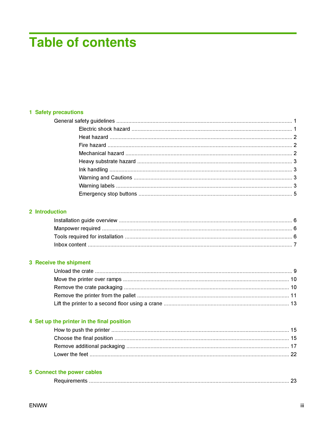 HP Scitex LX800 Industrial manual Table of contents 