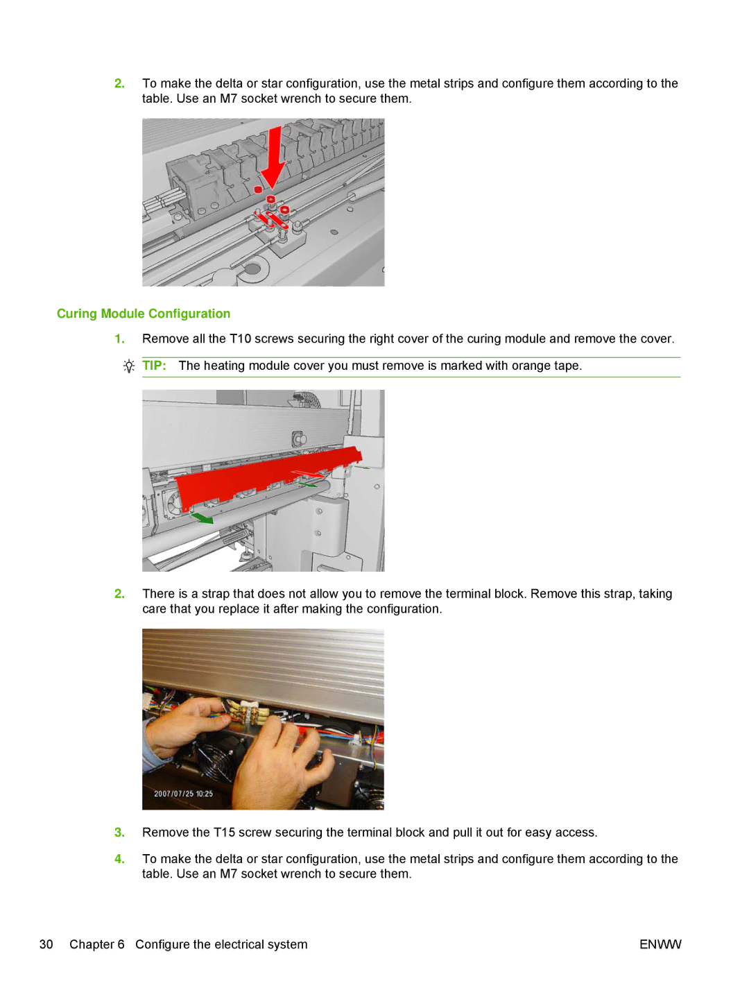 HP Scitex LX800 Industrial manual Curing Module Configuration 