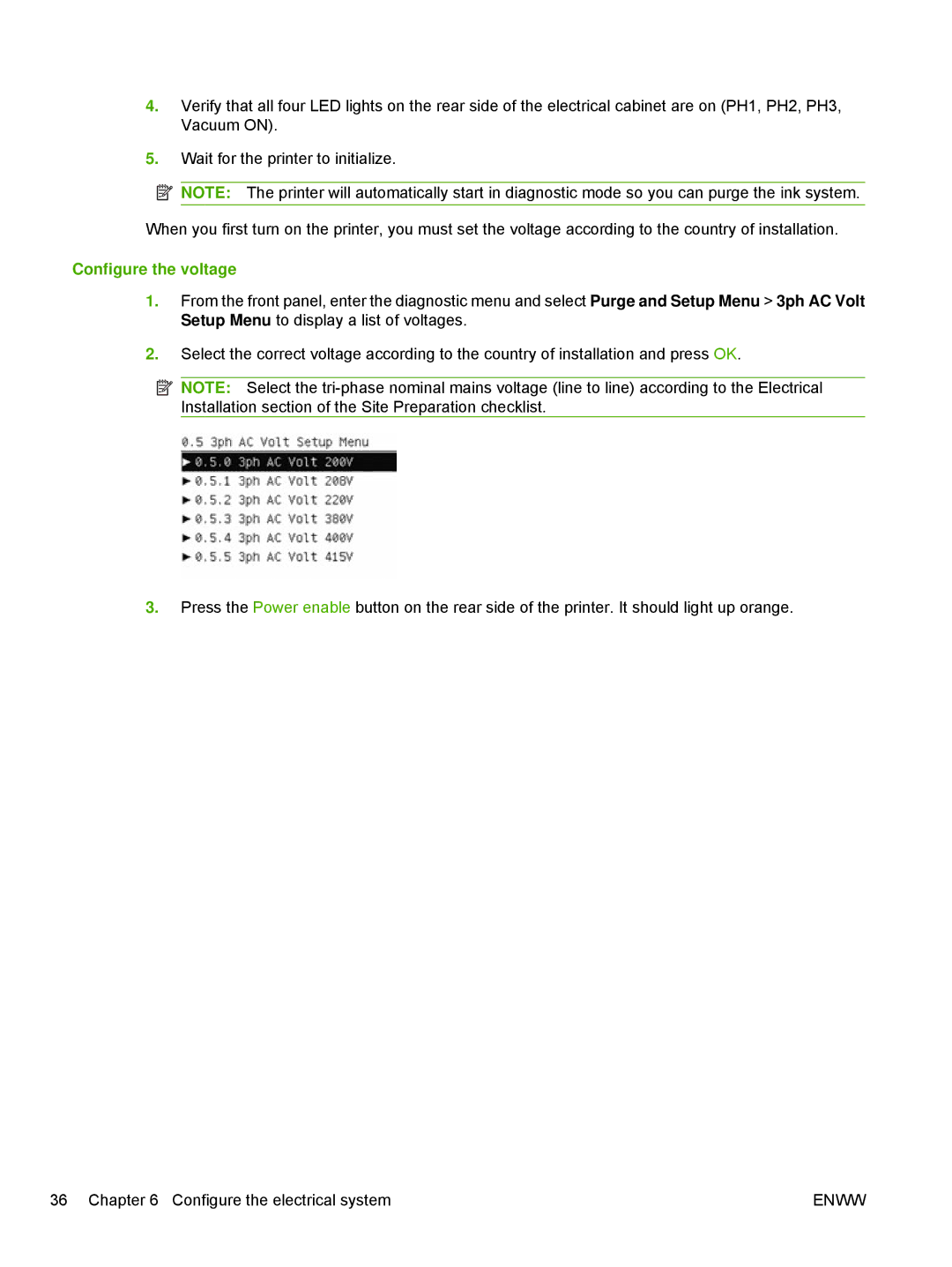 HP Scitex LX800 Industrial manual Configure the voltage 