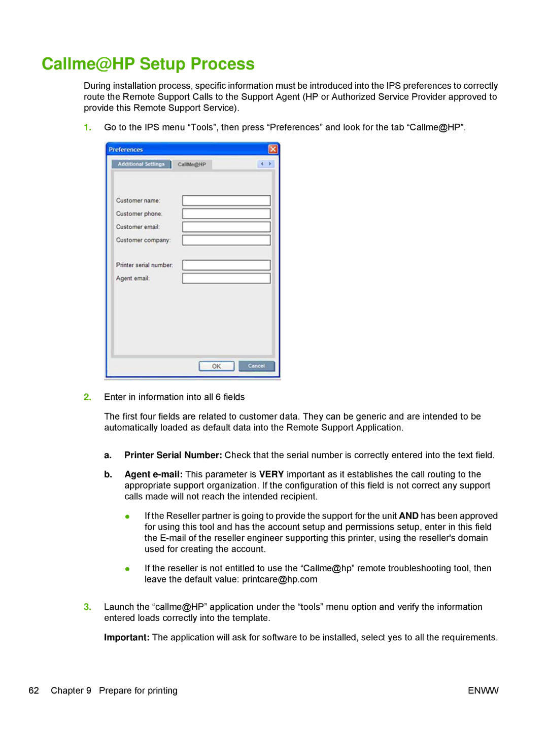 HP Scitex LX800 Industrial manual Callme@HP Setup Process 