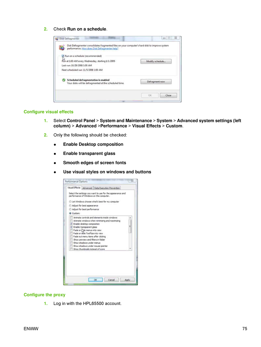 HP Scitex LX800 Industrial manual Configure visual effects, Configure the proxy 