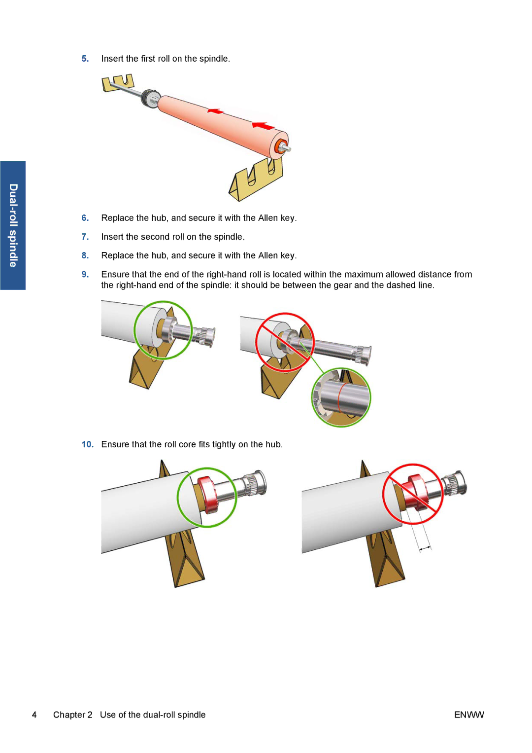 HP Scitex LX800 Industrial manual Dual-roll spindle 