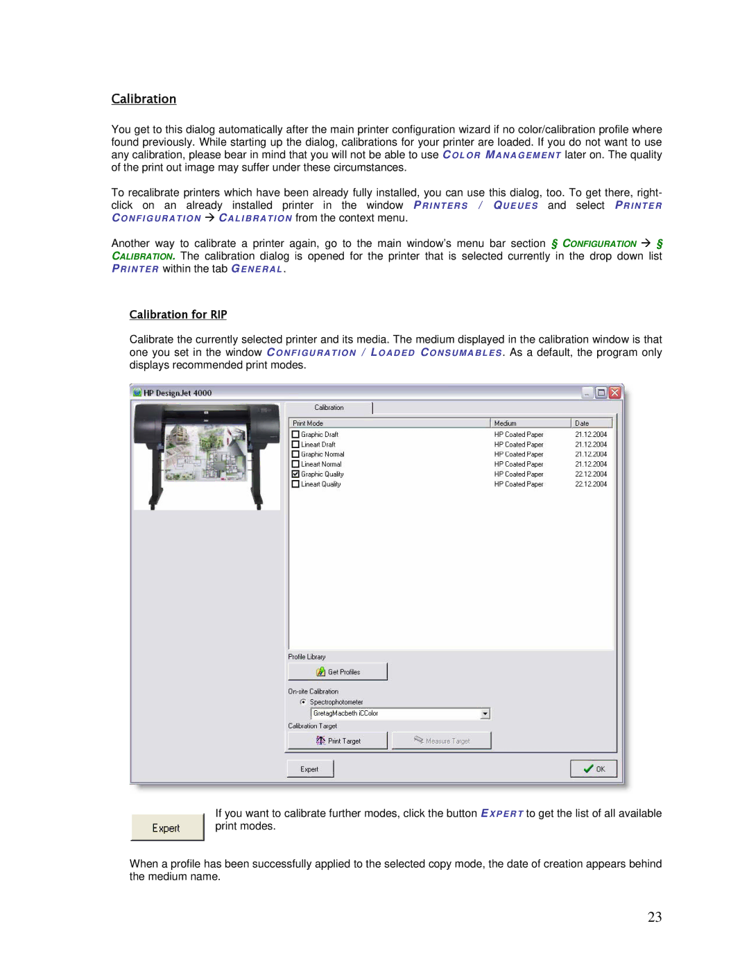 HP SCP Software for s manual Calibration for RIP 