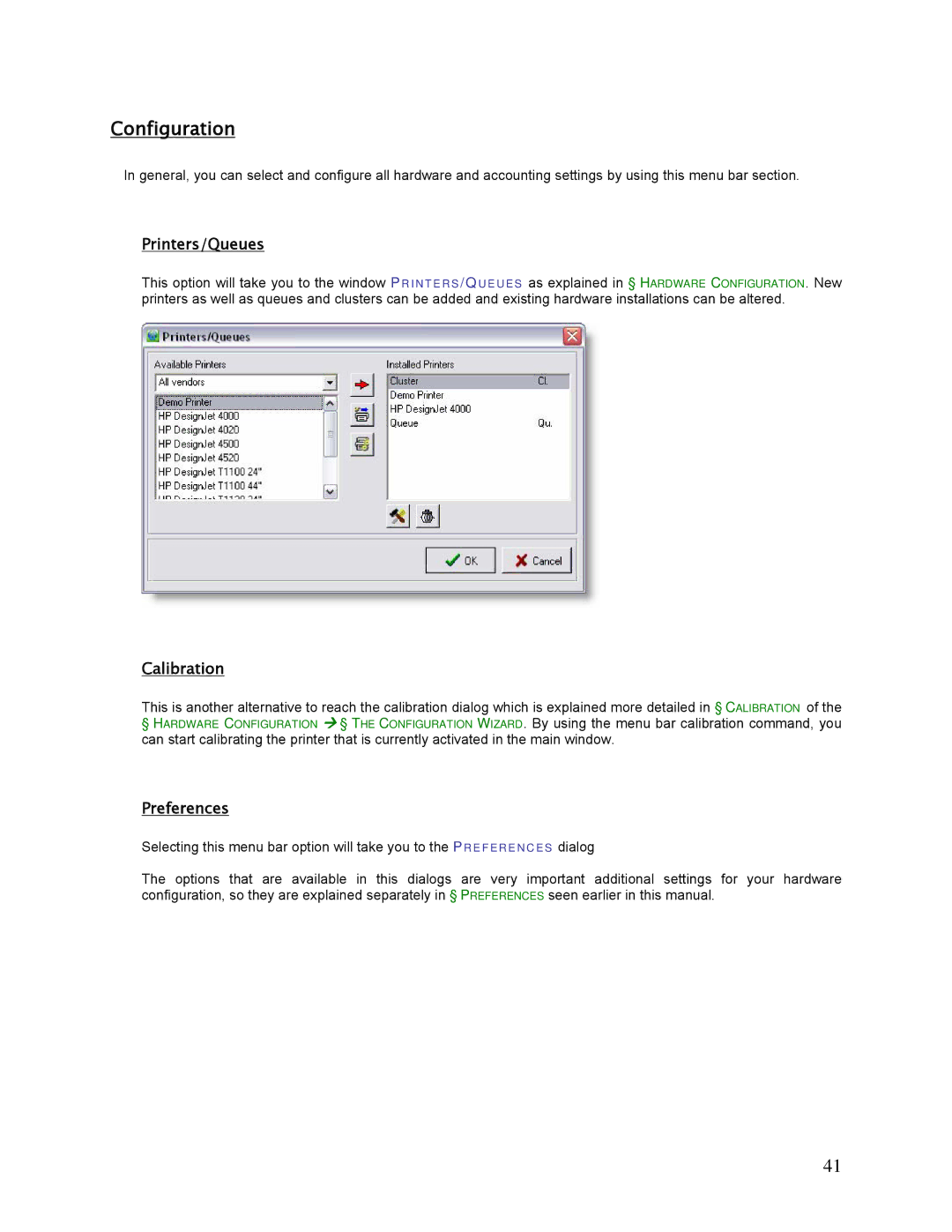 HP SCP Software for s manual Configuration, Printers/Queues, Preferences 