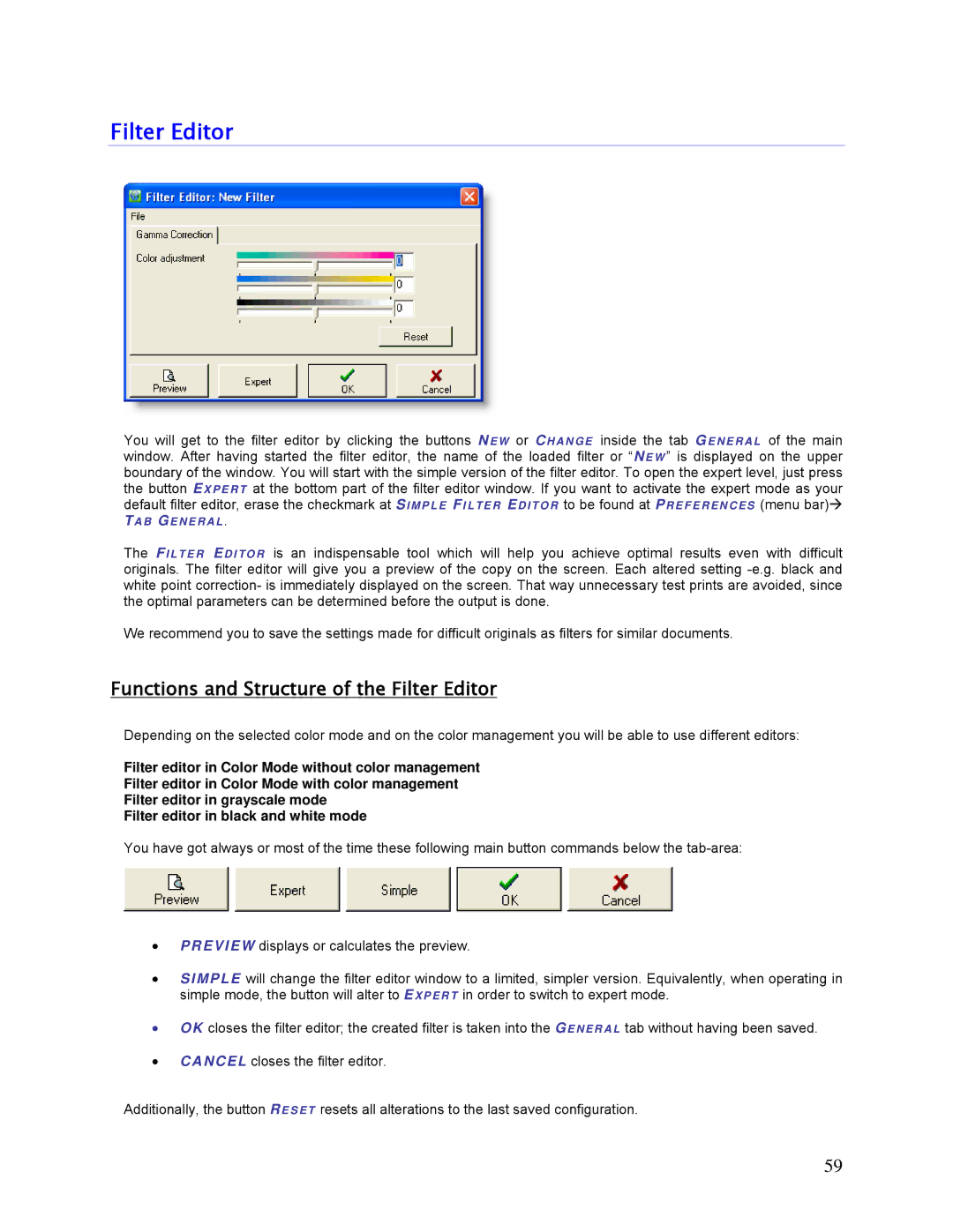 HP SCP Software for s manual Functions and Structure of the Filter Editor 