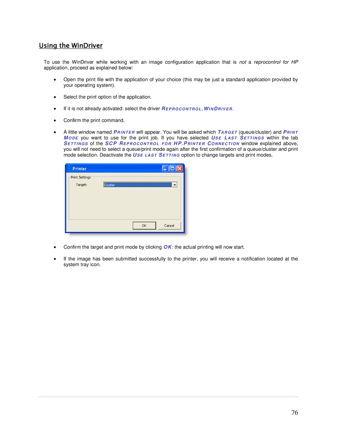 HP SCP Software for s manual Using the WinDriver 