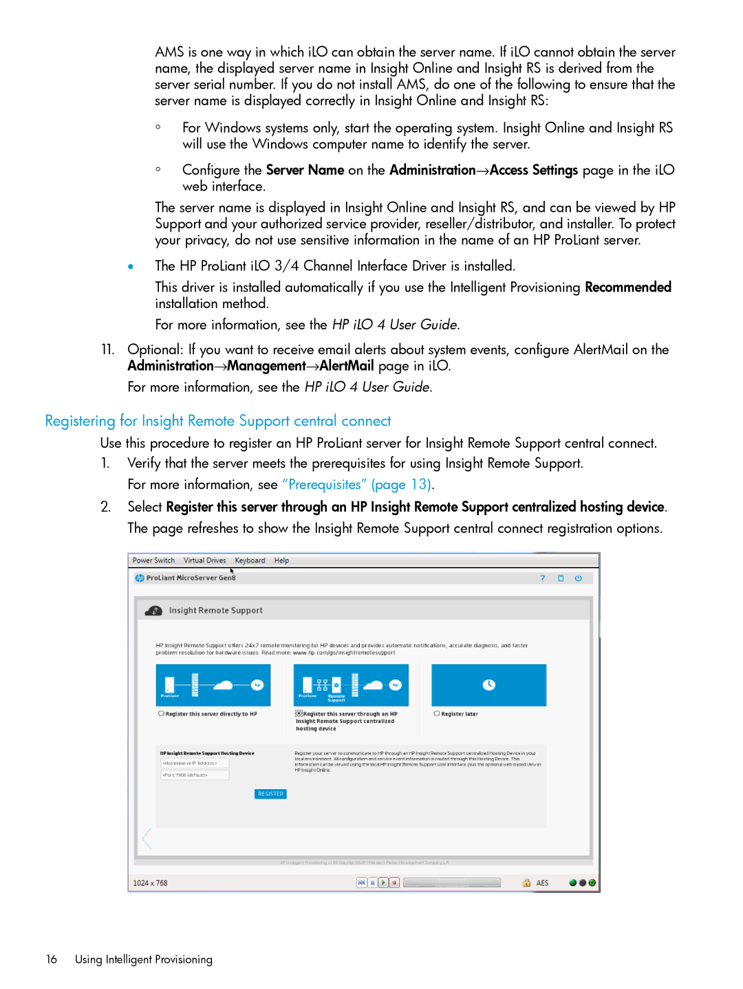 HP Scripting Toolkit for Windows and Linux manual Registering for Insight Remote Support central connect 