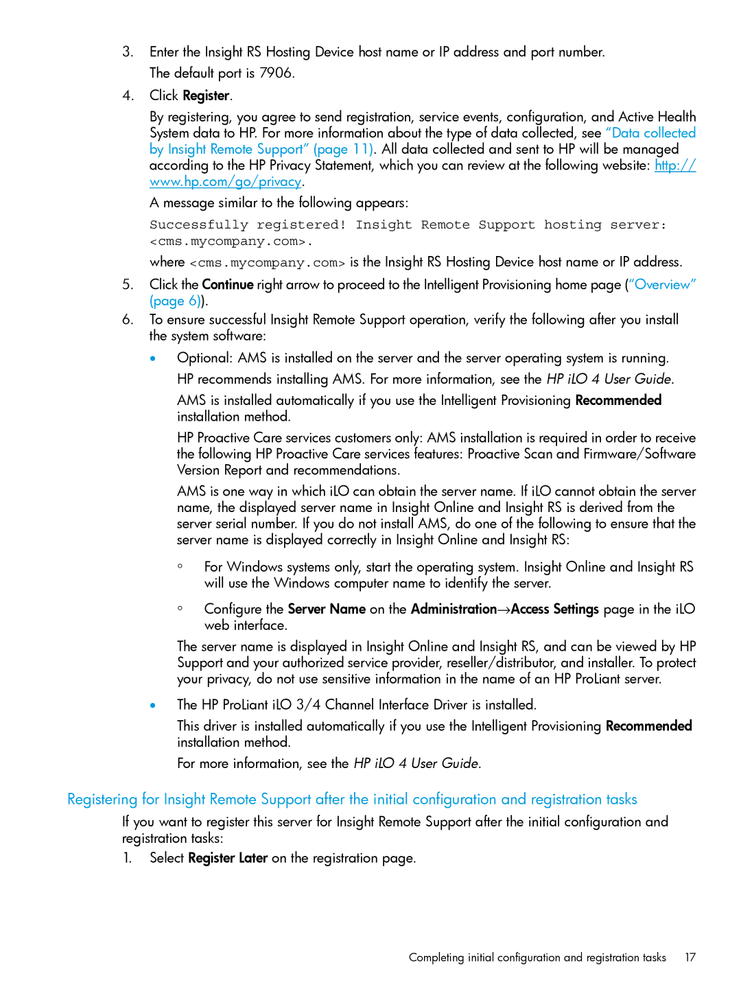 HP Scripting Toolkit for Windows and Linux manual Completing initial configuration and registration tasks 