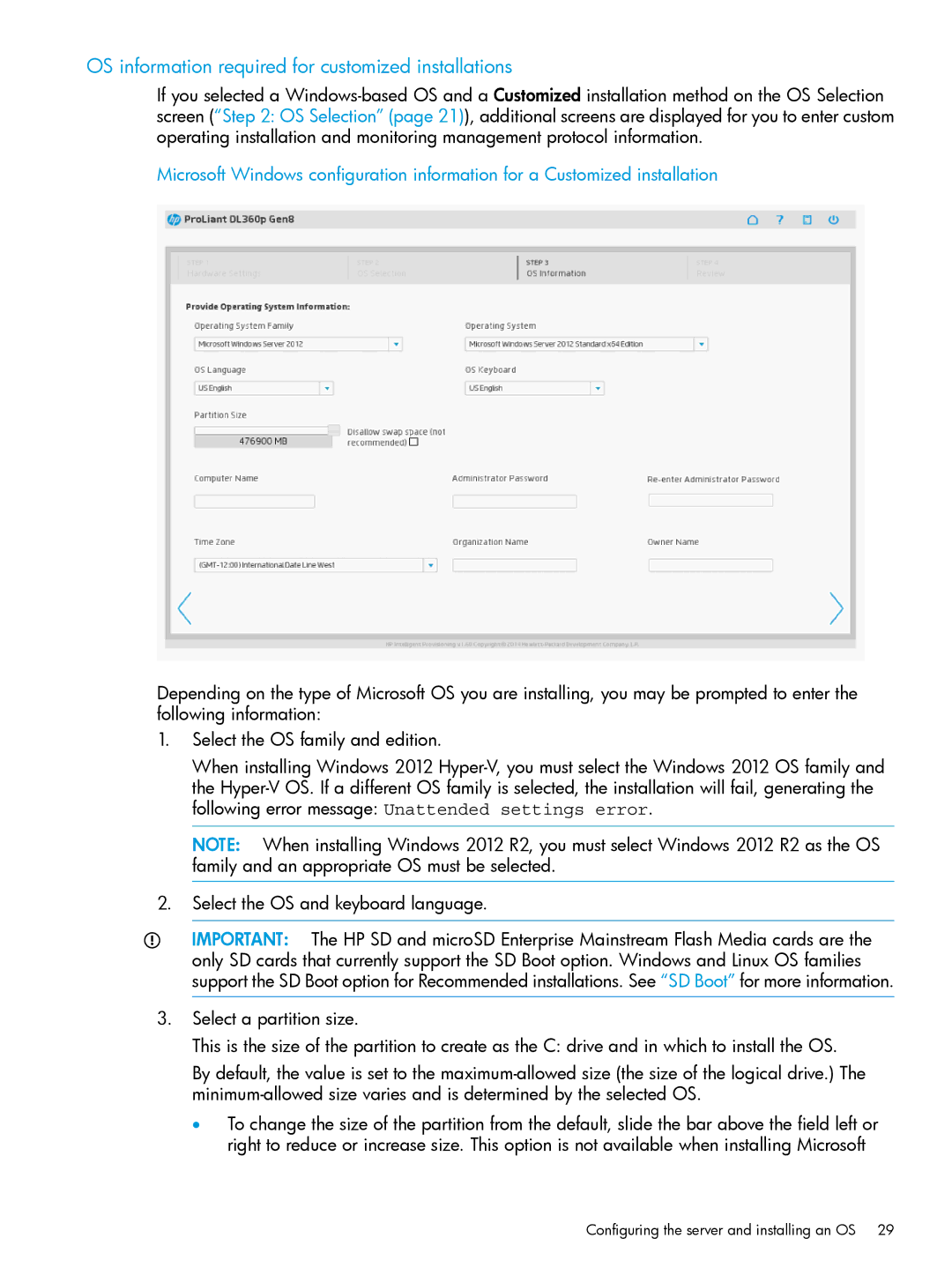 HP Scripting Toolkit for Windows and Linux manual OS information required for customized installations 