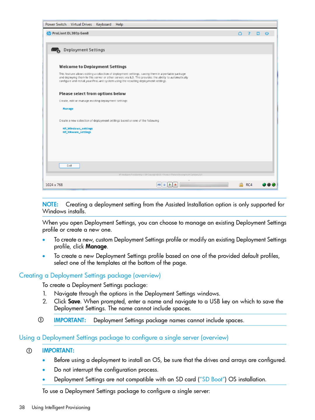 HP Scripting Toolkit for Windows and Linux manual Creating a Deployment Settings package overview 