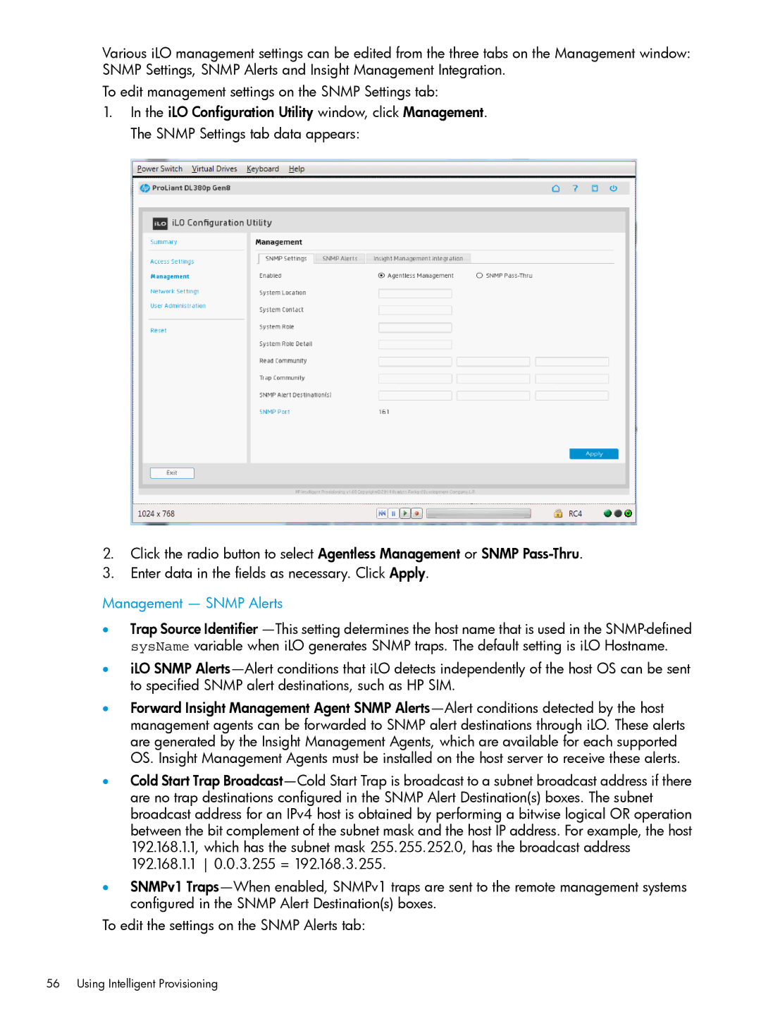 HP Scripting Toolkit for Windows and Linux manual Management Snmp Alerts 