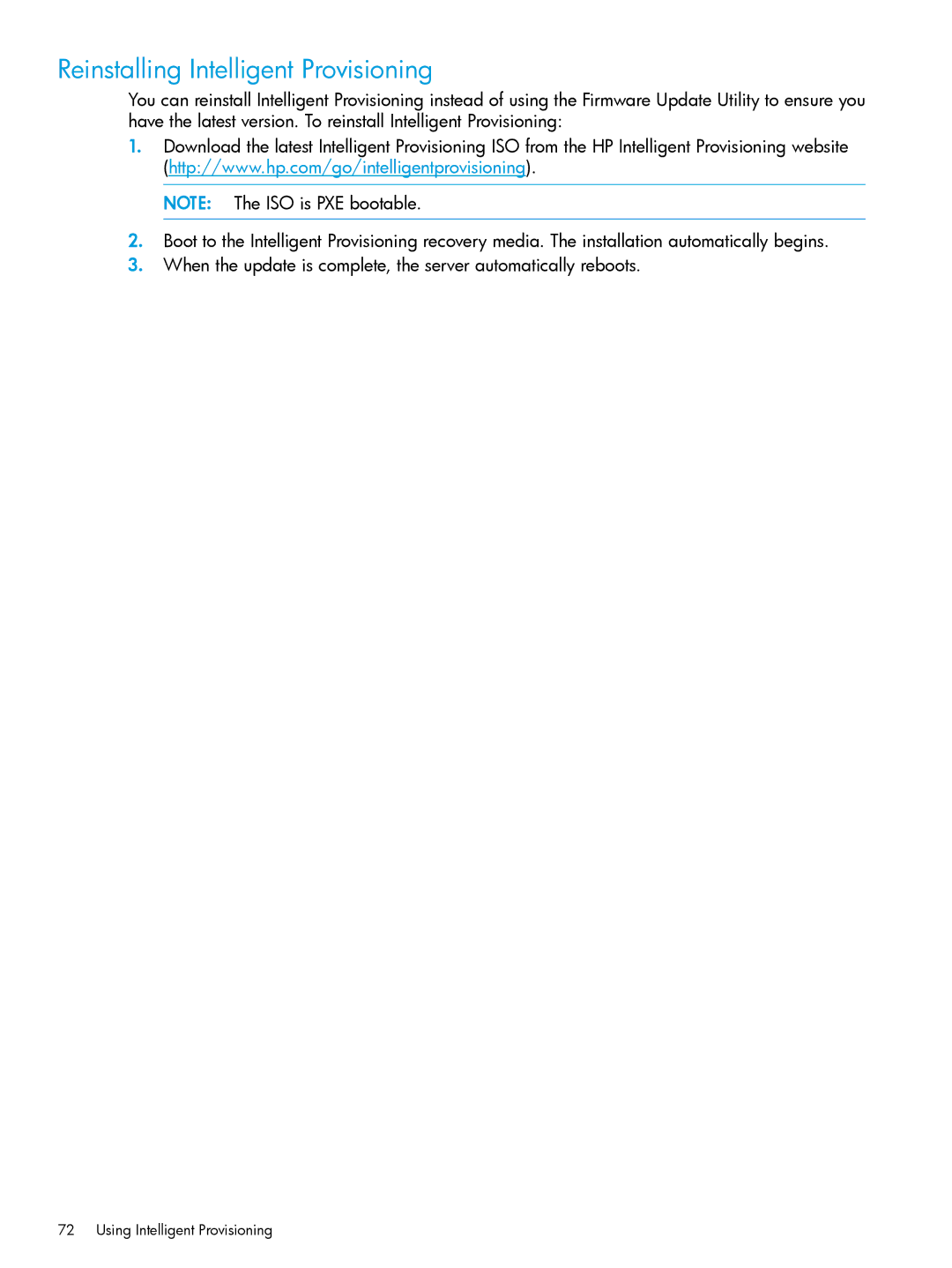 HP Scripting Toolkit for Windows and Linux manual Reinstalling Intelligent Provisioning 