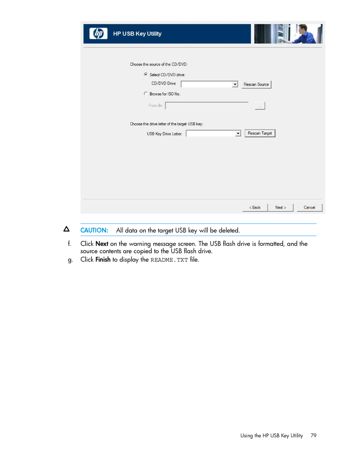 HP Scripting Toolkit for Windows and Linux manual Using the HP USB Key Utility 