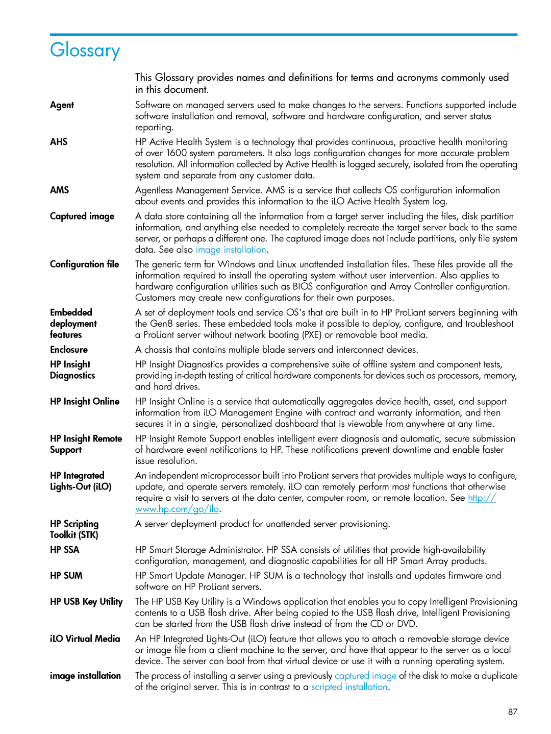 HP Scripting Toolkit for Windows and Linux manual Glossary, This document 