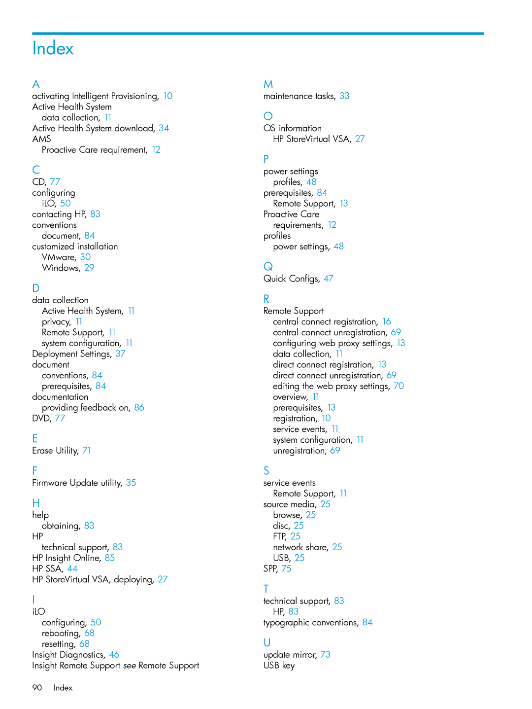 HP Scripting Toolkit for Windows and Linux manual Index 