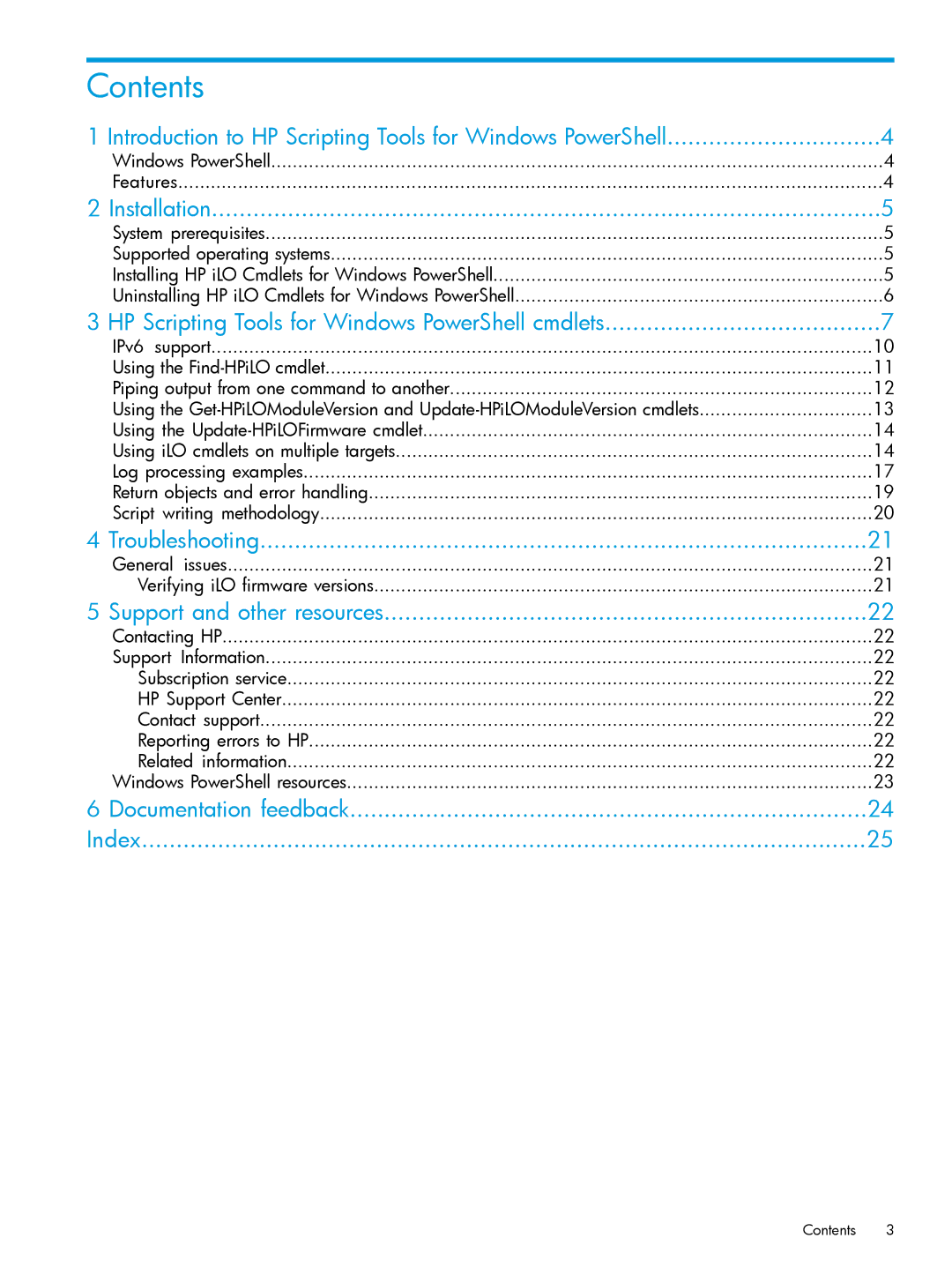 HP Scripting Tools for Windows PowerShell manual Contents 