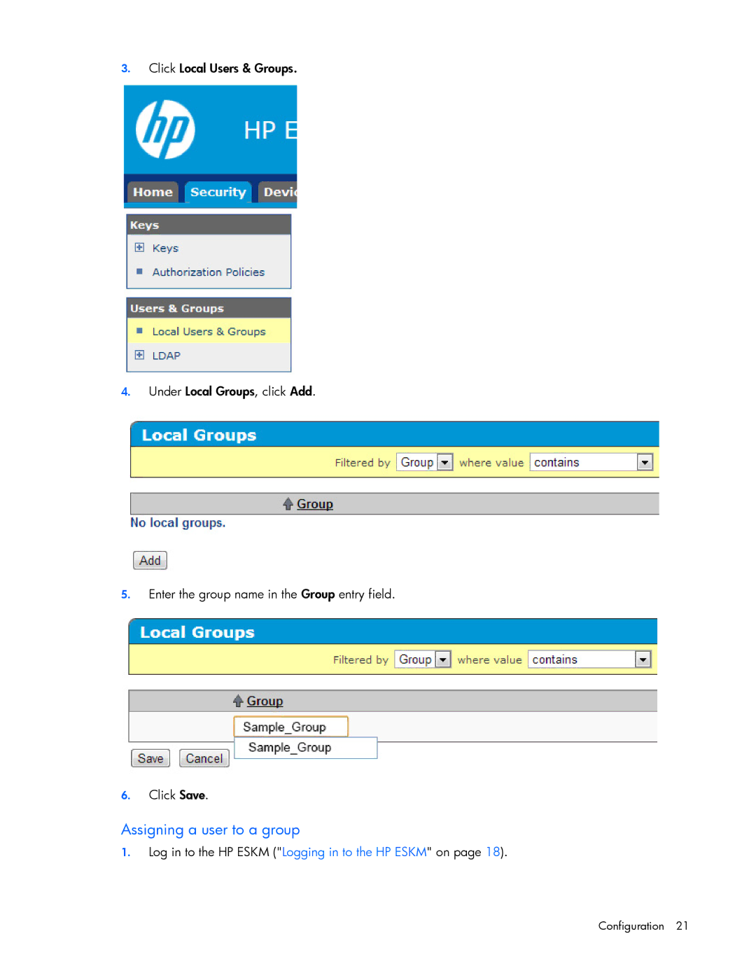 HP Secure Encryption manual Assigning a user to a group 