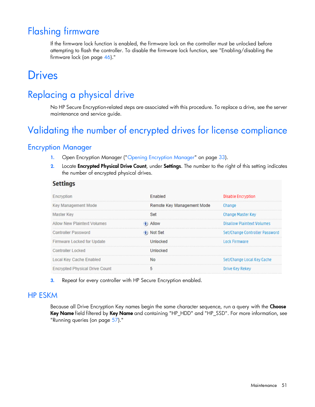 HP Secure Encryption manual Drives, Flashing firmware, Replacing a physical drive, Encryption Manager 