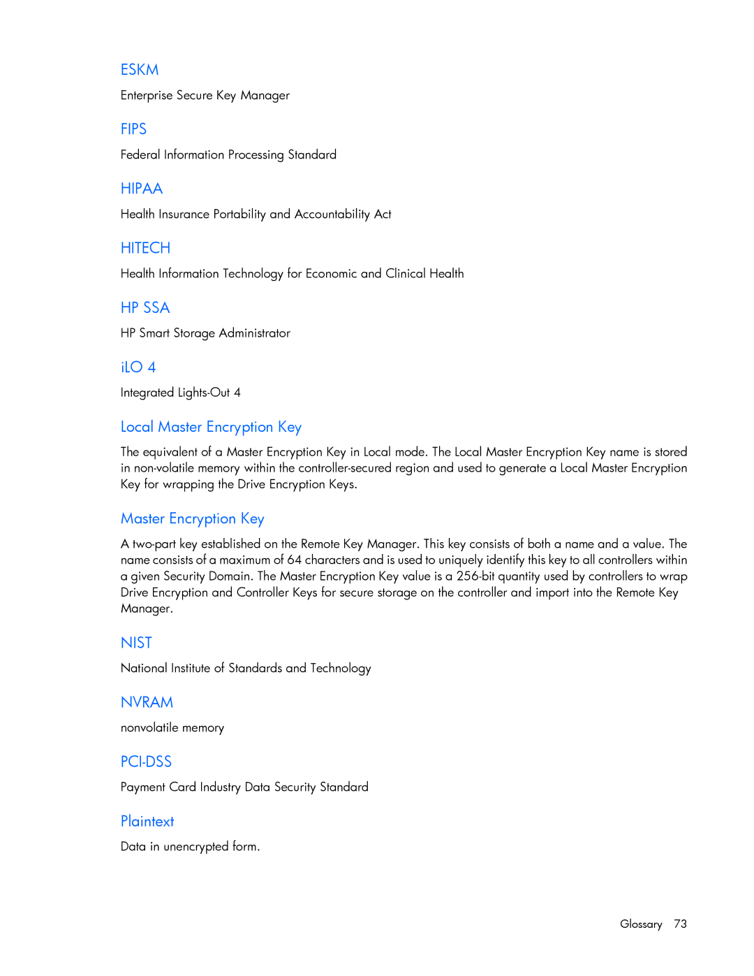 HP Secure Encryption manual Ilo, Local Master Encryption Key, Plaintext 