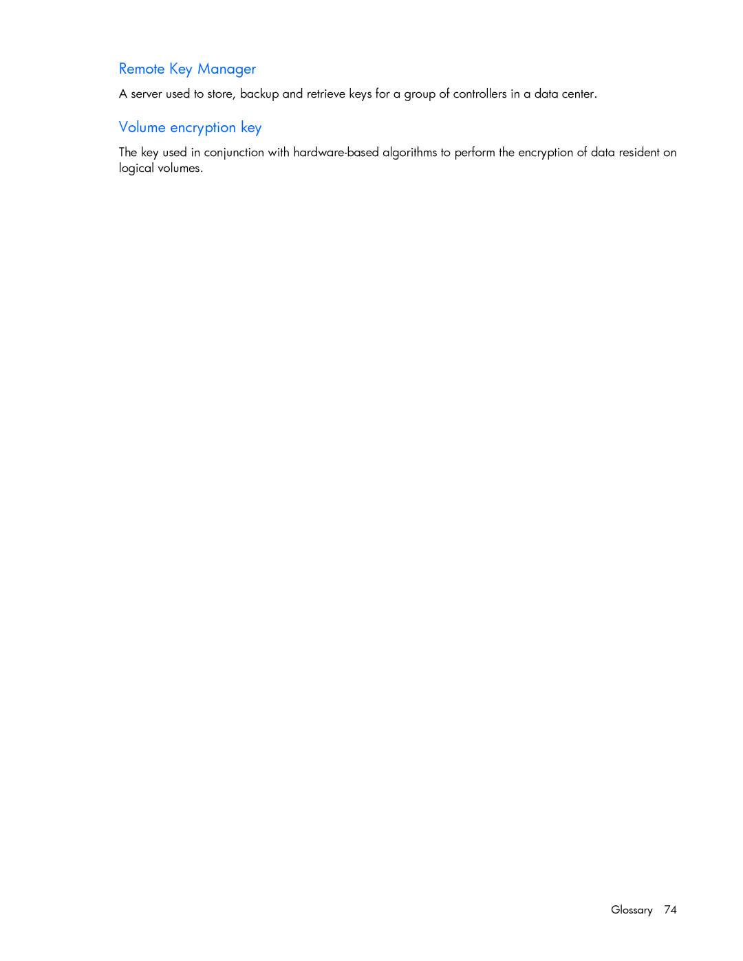 HP Secure Encryption manual Remote Key Manager, Volume encryption key 