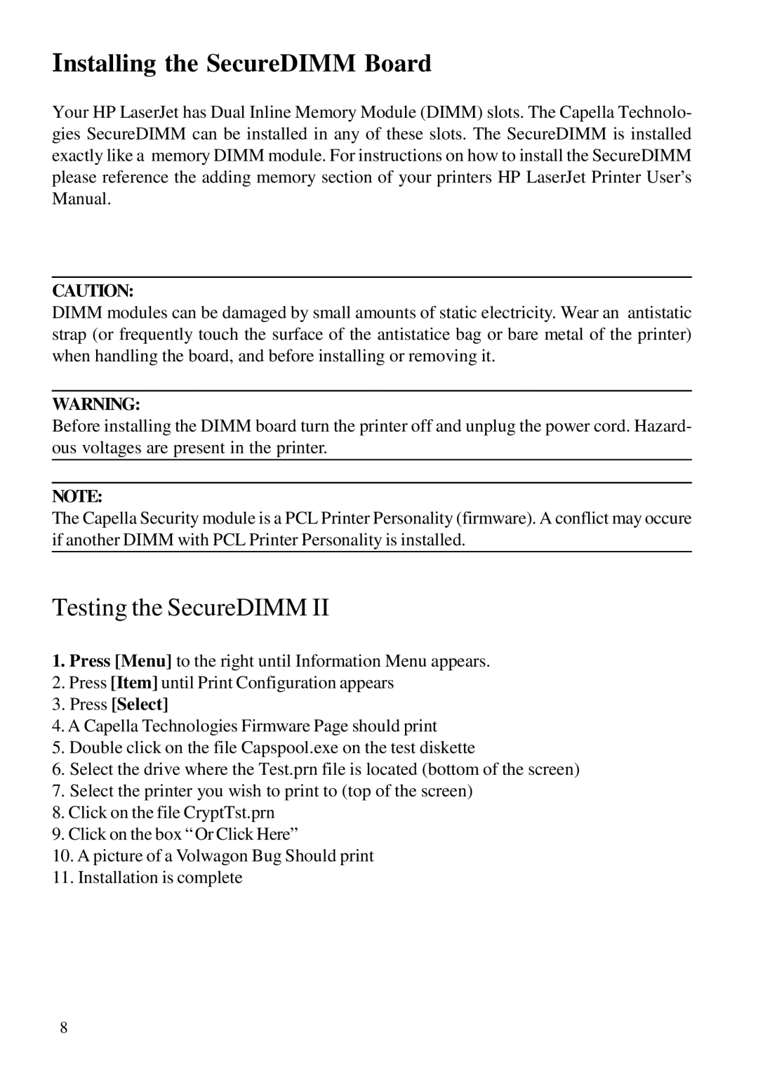 HP SecureDIMM II manual Installing the SecureDIMM Board 