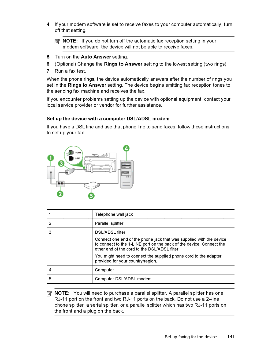 HP Pro 8500 CB025A#B1H, Pro 8500 8500, Sender Flow 8500 L2719ABGJ manual Set up the device with a computer DSL/ADSL modem 