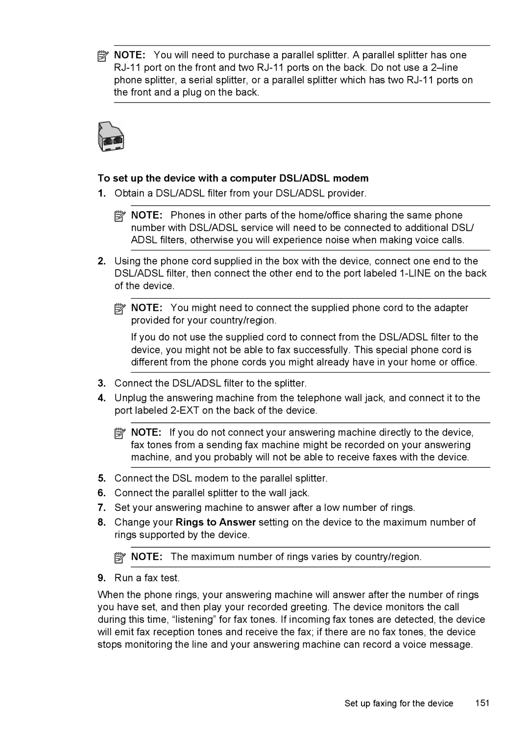 HP Sender Flow 8500 L2719ABGJ, Pro 8500 8500, Pro 8500 CB025A#B1H manual To set up the device with a computer DSL/ADSL modem 