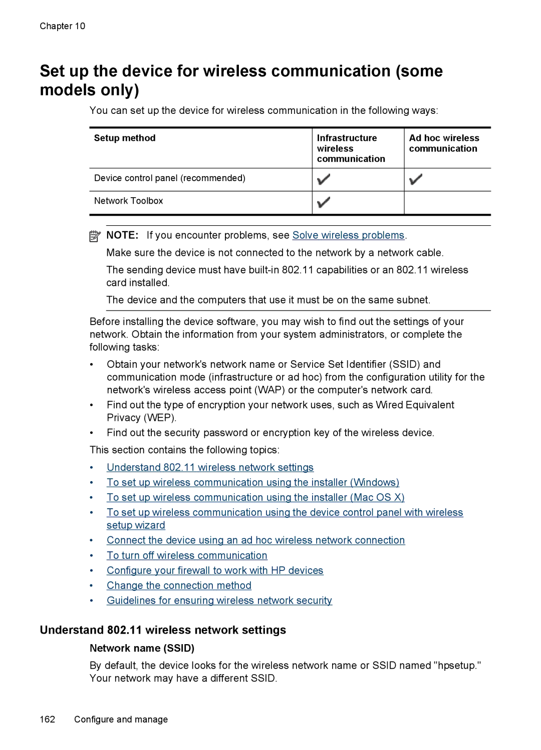 HP Pro 8500 CB025A#B1H, Pro 8500 8500 manual Understand 802.11 wireless network settings, Network name Ssid 