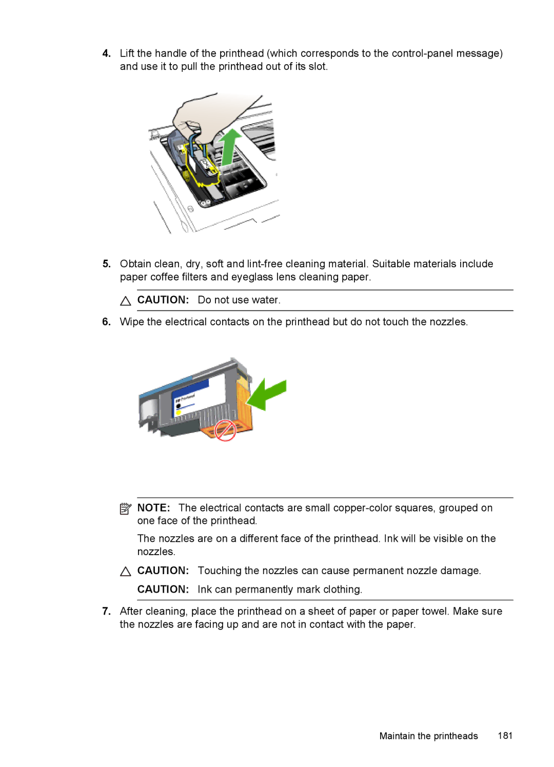 HP Sender Flow 8500 L2719ABGJ, Pro 8500 8500, Pro 8500 CB025A#B1H manual Maintain the printheads 181 