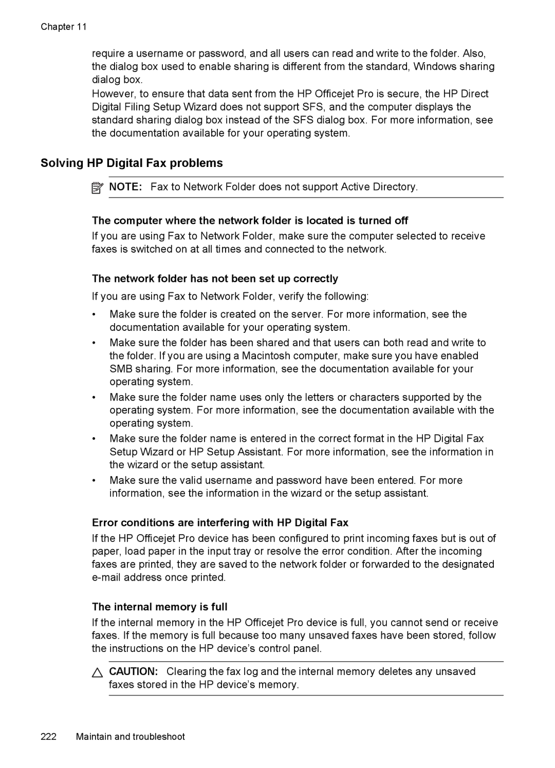 HP Pro 8500 CB025A#B1H manual Solving HP Digital Fax problems, Error conditions are interfering with HP Digital Fax 