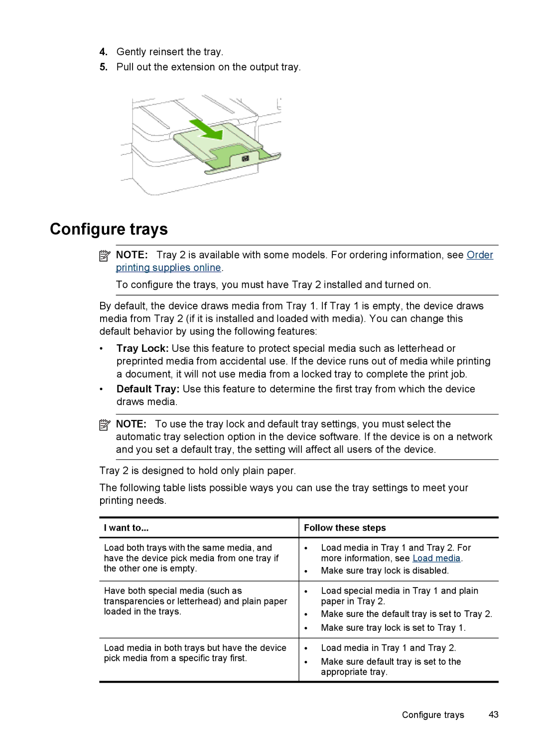 HP Sender Flow 8500 L2719ABGJ, Pro 8500 8500, Pro 8500 CB025A#B1H manual Configure trays, Want to, Follow these steps 