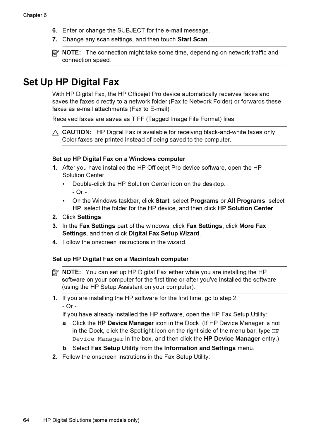 HP Sender Flow 8500 L2719ABGJ, Pro 8500 8500 manual Set Up HP Digital Fax, Set up HP Digital Fax on a Windows computer 