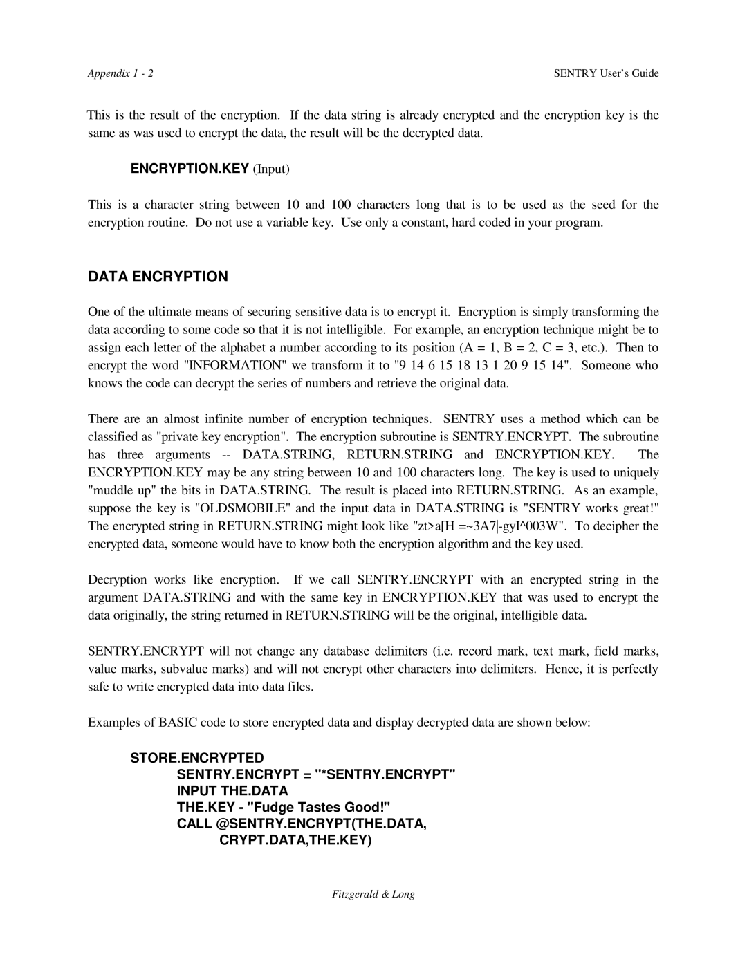 HP Sentry manual ENCRYPTION.KEY Input, THE.KEY Fudge Tastes Good 