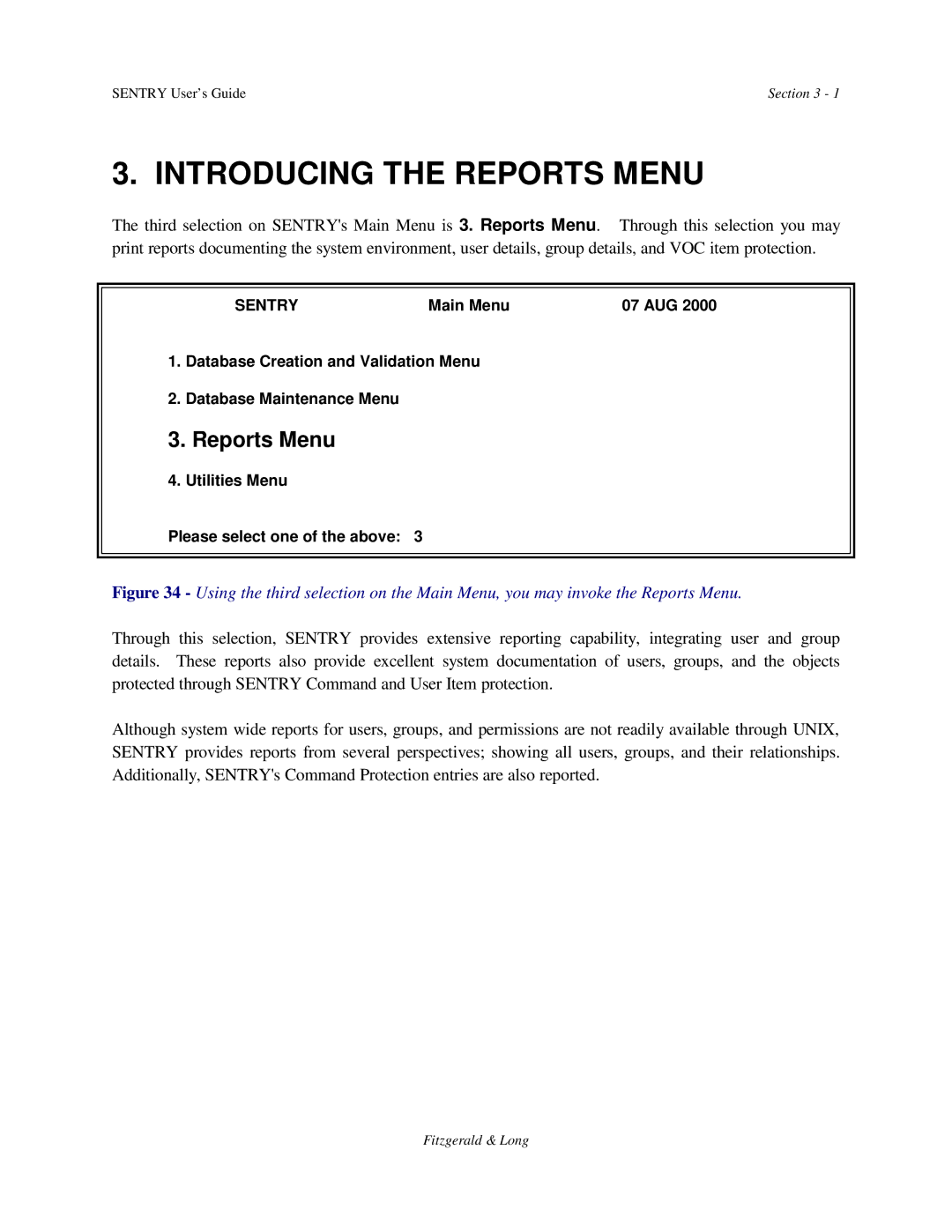 HP Sentry manual Introducing the Reports Menu 