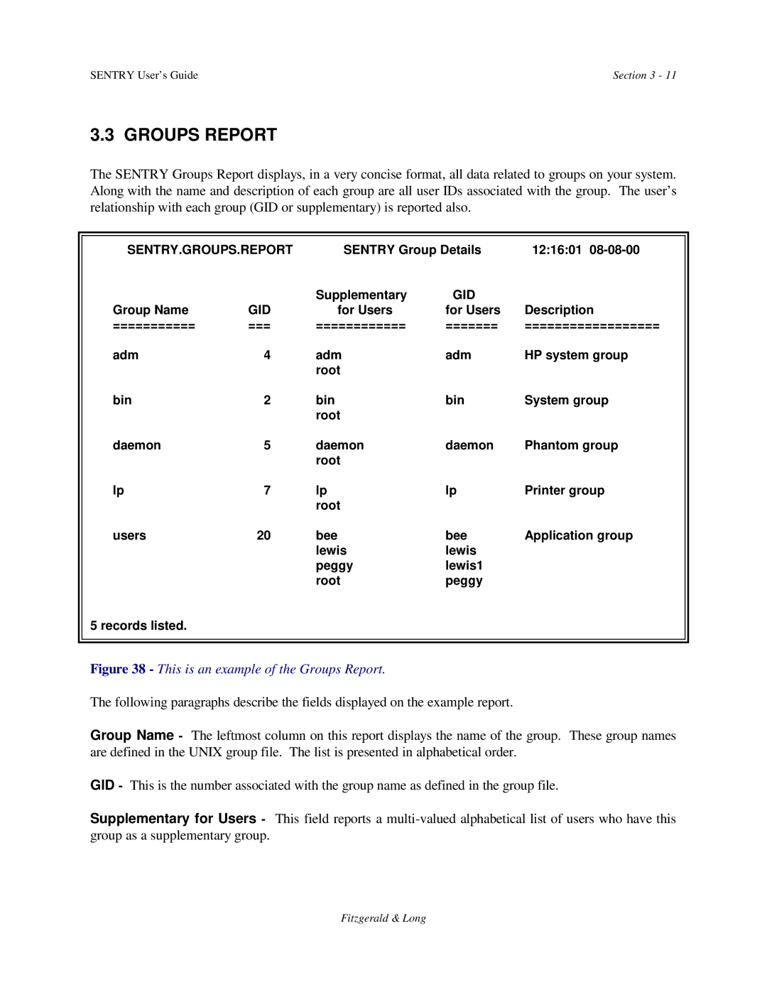 HP manual Groups Report, Sentry.Groups.Report 