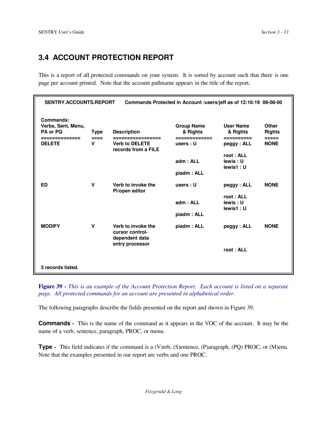 HP Sentry manual Account Protection Report, None 