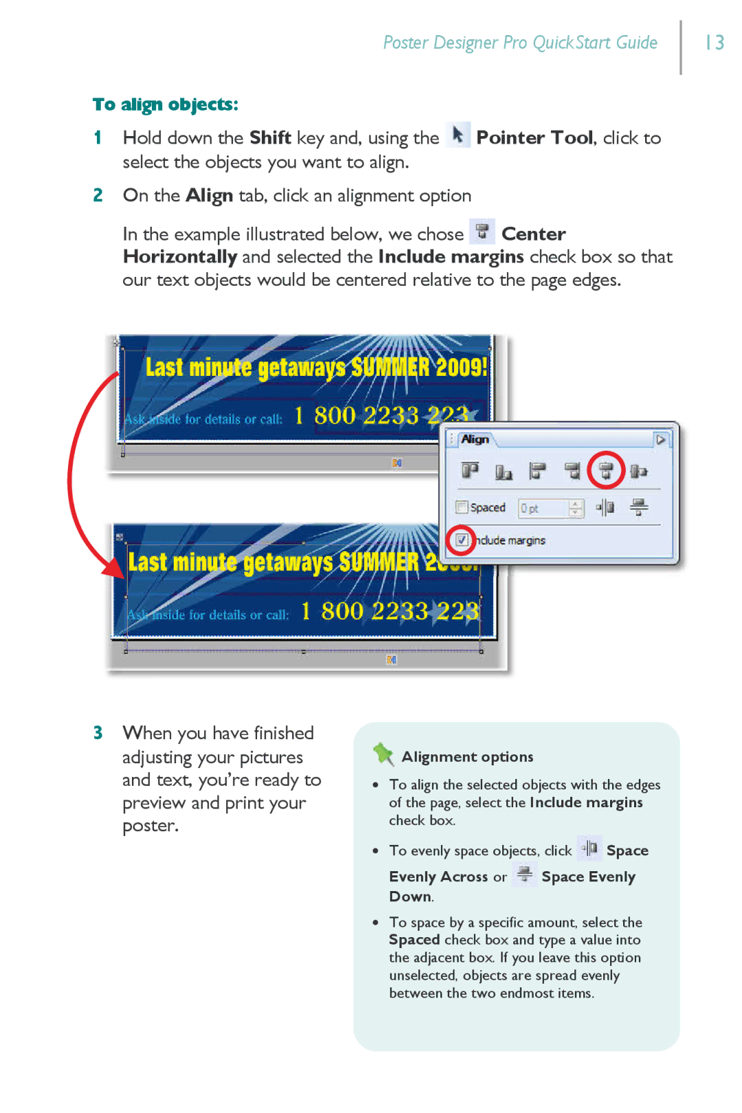 HP Serif PosterDesigner Software Pro for s manual Alignment options 