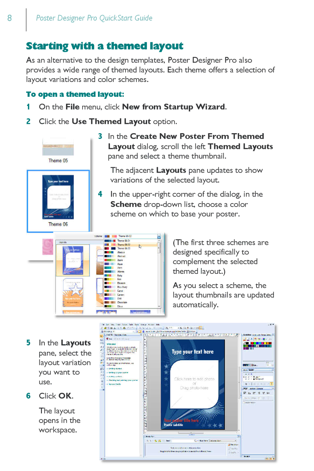 HP Serif PosterDesigner Software Pro for s manual Starting with a themed layout 