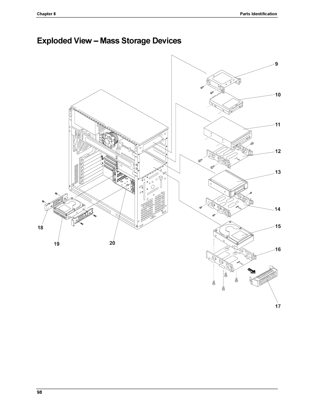 HP Server tc2110 manual Exploded View Mass Storage Devices 