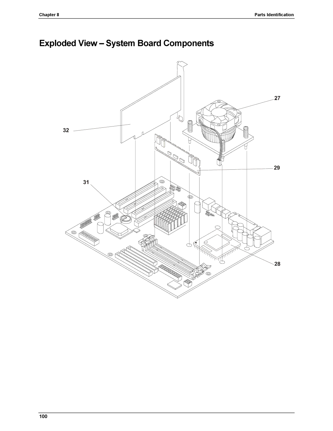 HP Server tc2110 manual Exploded View System Board Components 